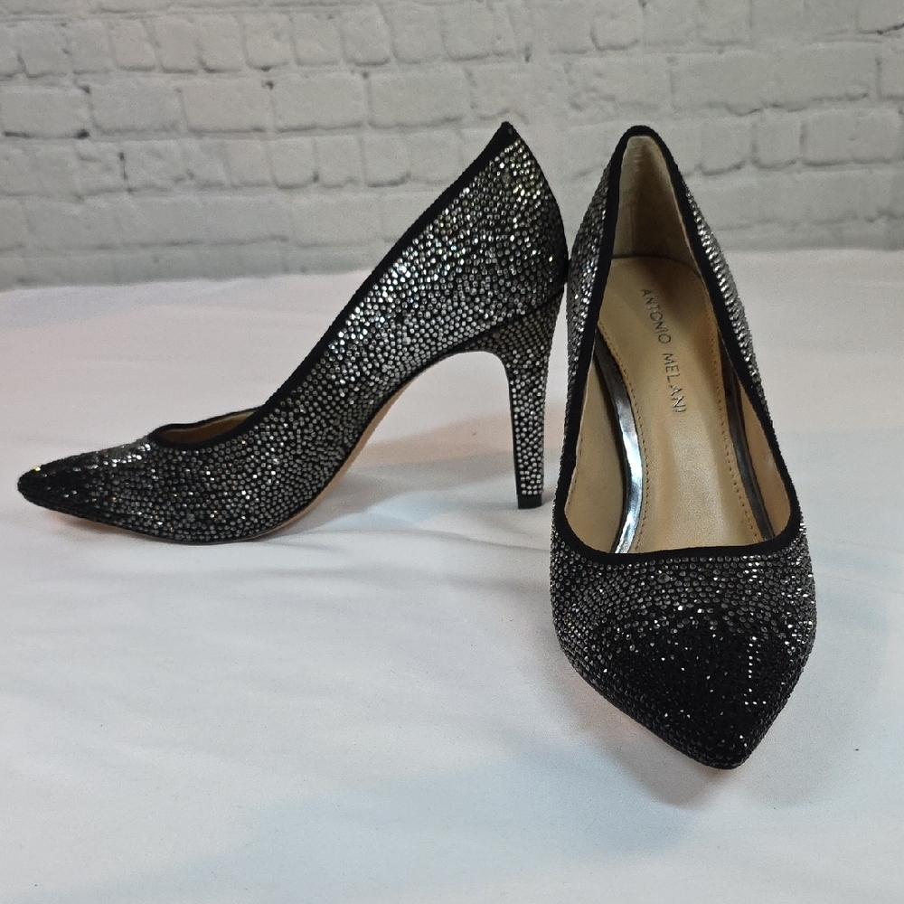 Antonio Melani crystal-embellished pointed-toe stiletto‎ pumps Size 8M